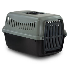 (39x26x25cm, Dark Grey) Dog Cat Puppy Pet Carrier Box Cage with Handle
