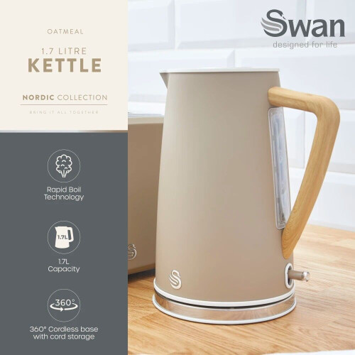 Swan Swan Nordic Oatmeal Kettle 2 Slice Toaster Microwave & Kitchen Storage 2
