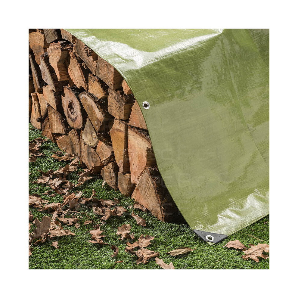 (Green / Silver, 6ft x 10ft) 270GSM Tarpaulin Extra Heavy Duty Builders Waterproof Ground Sheet Cover Green-image-OPC-P86RWCY-NEW