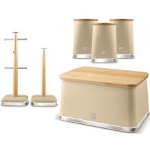 Swan Nordic Oatmeal BreadBin Canisters Mug Tree Towel Pole Kitchen Set
