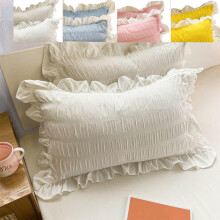 Bettwäsche Kissenbezge Kissenzubehör, gekräuselte Bettkissenbezug Shams Standard bequemes weiß gestreifte Kissenbezge Sßes Kissen Shams Set von 2