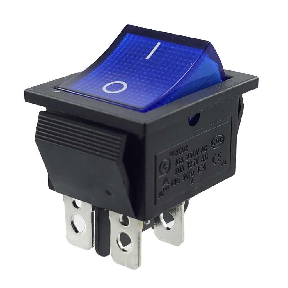 Rocker Switch, Device Switch, 4Pin 16 A, 250 V Ac, 28 X 21 Mm, Rocker Switch Blue Led Illuminated 6276012004082
