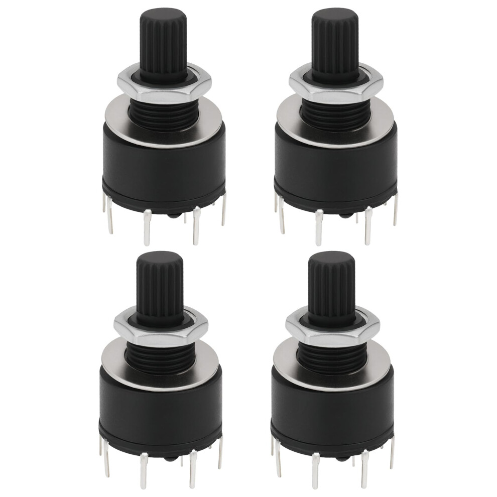 Rs16 16Mm 1 Pole 5 Position Plastic Rotary Switch With Washer And Nut Black Round Axis Tape Switch Handle Length 15Mm Pack Of 4 6276012004181