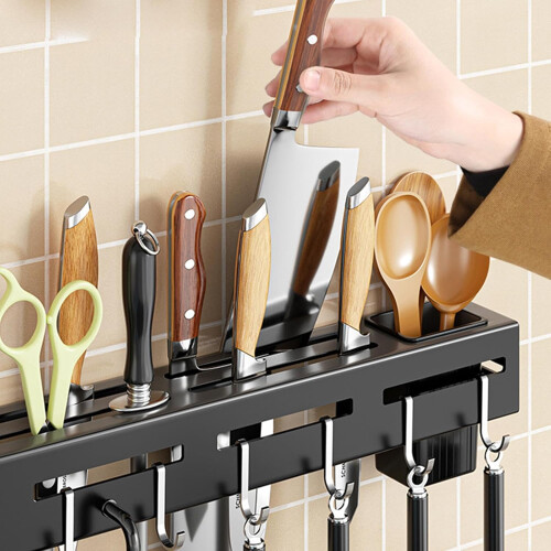 Knife holder Wall knife holder with hooks for kitchen utensils 1