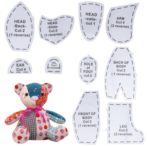 10pcs sewing memory bear pattern, acrylic quilt template ruler set  sewing memory bear pattern for beginners