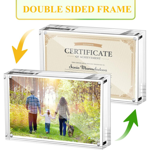 Acrylic Magnetic Photo Frame Double Sided Frameless Picture Frame, Clear, for Desktop Ref: 3553 1