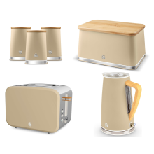Swan Nordic Oatmeal Kettle 2 Slice Toaster Breadbin Canisters Set
