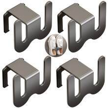 Pack of 4 Shoe Holders, Wall Mounted Metal Shoe Rack for Wall Mounting, Wall Mounted Shoe Holder, Shoe Rack for Door and Wall, Bathroom (Carbon Grey)