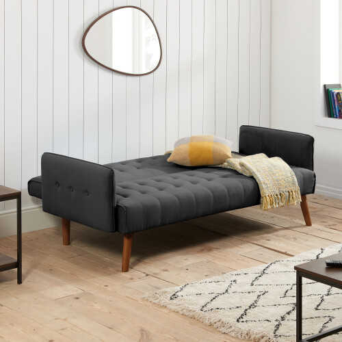 Charcoal Grey Sofa Bed Birlea Hudson 3 Seater Settee Fabric Click Clack 1