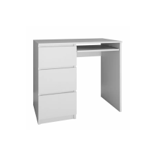 (White) Left Hand Side Big Computer Desk with Drawers - Modern Office Study Table for Laptop & PC with Storage Cabinet (98 cm W x 51 cm D x 76 cm H)