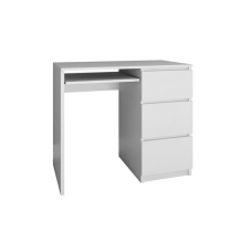 (White) Right Hand Side Big Computer Desk with Drawers - Modern Office Study Table for Laptop & PC with Storage Cabinet (98 cm W x 51 cm D x 76 cm H)