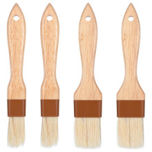 4 Pieces Pastry Brush, Natural Bristles, BBQ Brush, Wooden Handle, Butter Brush for Baking, Cooking