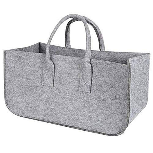 Fireplace Felt Storage Bag Basket spaper Stand Burning Bag, Felt Foldable Burning Holder Basket