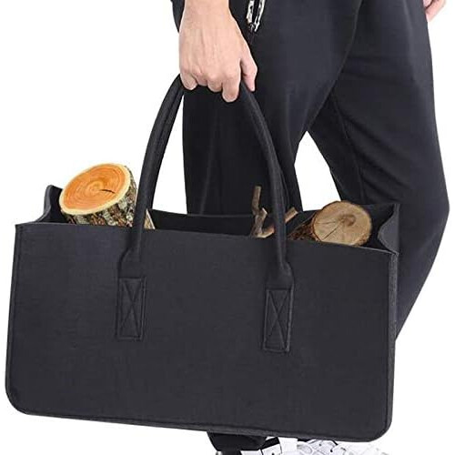 Fireplace Felt Storage Bag Basket spaper Stand Burning Bag, Felt Foldable Burning Holder Basket 2