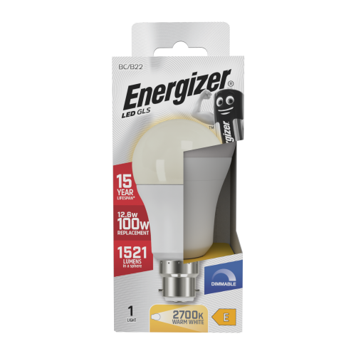 Energizer Energizer LED GLS B22 1521lm 12.6W 2700K Warm White Light Bulb 1 Pack