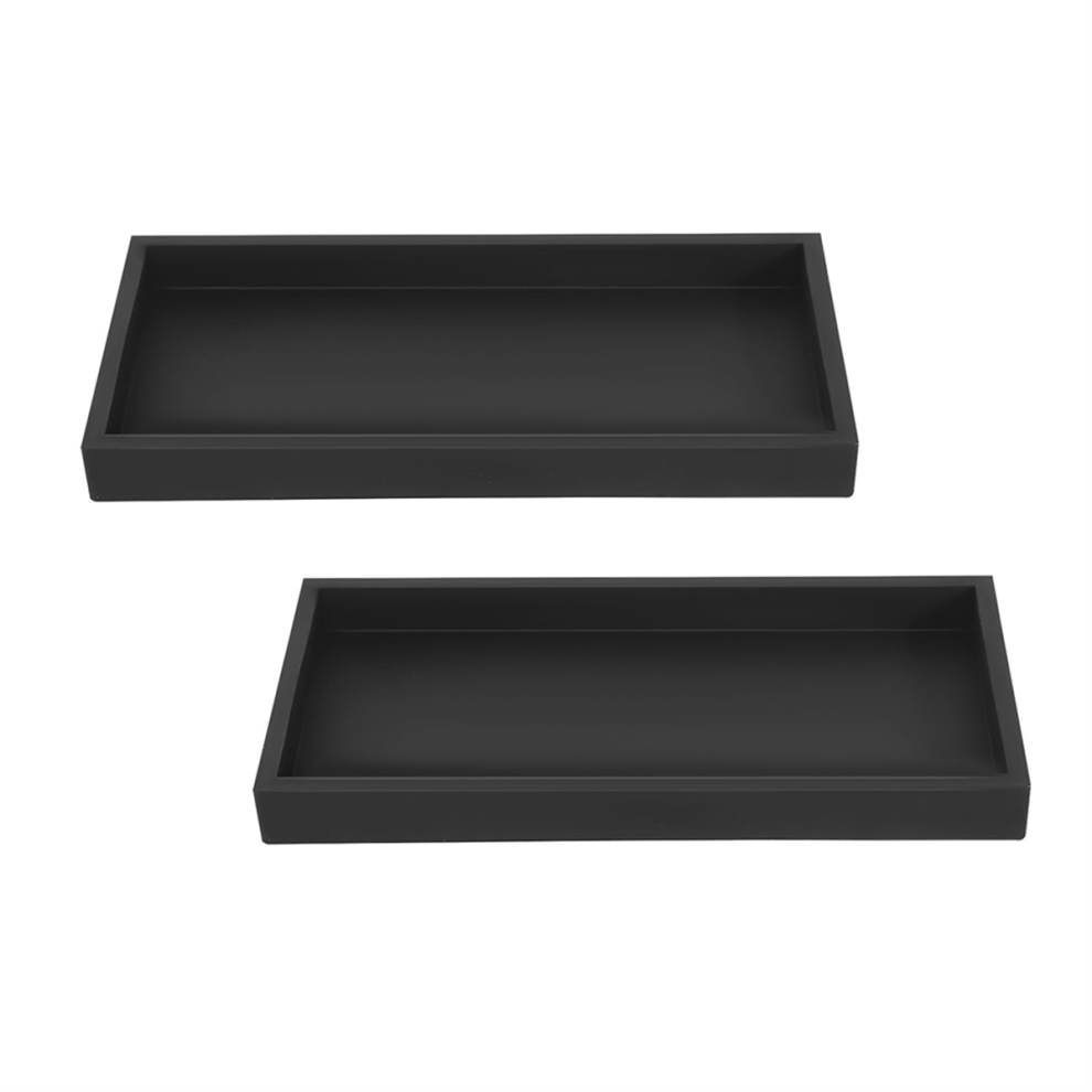 Set Di 2 Vassoi Da Bagno, Vassoio Portaoggetti In Silicone Nero (Rettangolare)-image