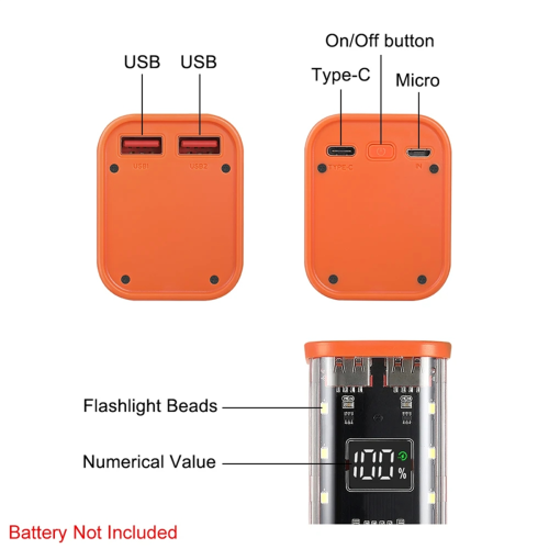 8 Slots 18650 DIY Powerbank Etui Orange 1