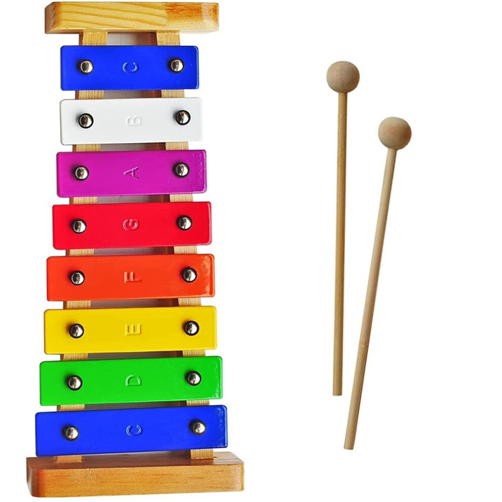 Xilofono In Legno Per Bambini, 8 Note/Tasti, Barra Di Metallo, Regalo Per Bambini-image
