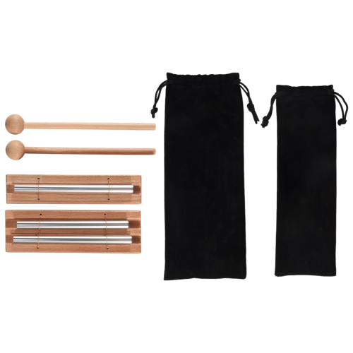Conjunto de 2 peças de campainha de mão: instrumento de percussão com 1 tom + 2 tons 2