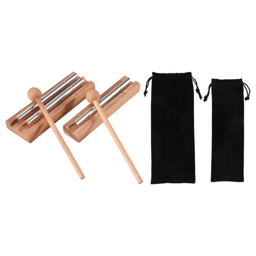 Conjunto de 2 peças de campainha de mão: instrumento de percussão com 1 tom + 2 tons 1