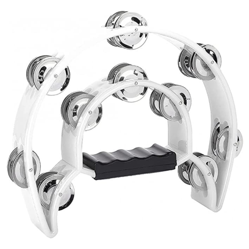 Half Moon Tambourine - Muziekinstrument Percussie Drum (Wit)
