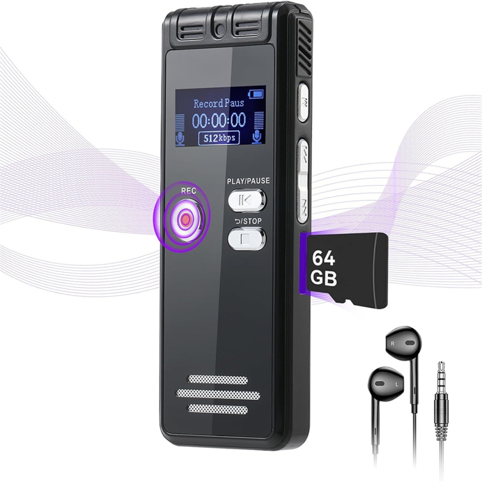 64GB Digital Voice Activated Recorder for Interviews/Meeting/Classes-image-OPC-PJ2SG57-NEW