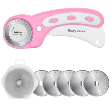 45 mm Rotary Cutter Set, Fabric Cutter Safety Lock Rotary Cutter with 5 Replacement Blades, for Sewing Fabric Leather Quilting