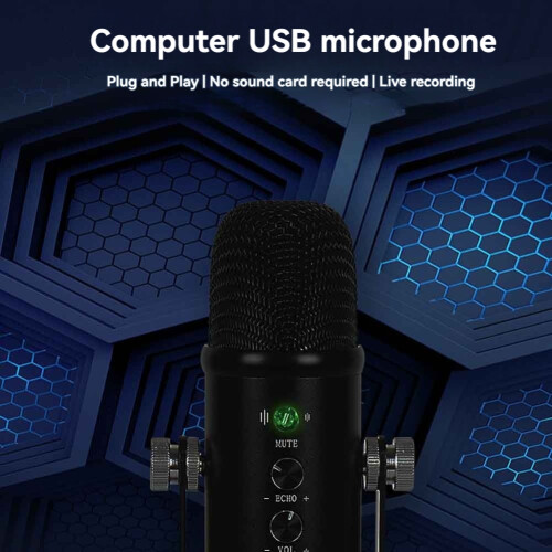 USB-mikrofon, professionel plug-play-studiemikrofon med stativ C 1