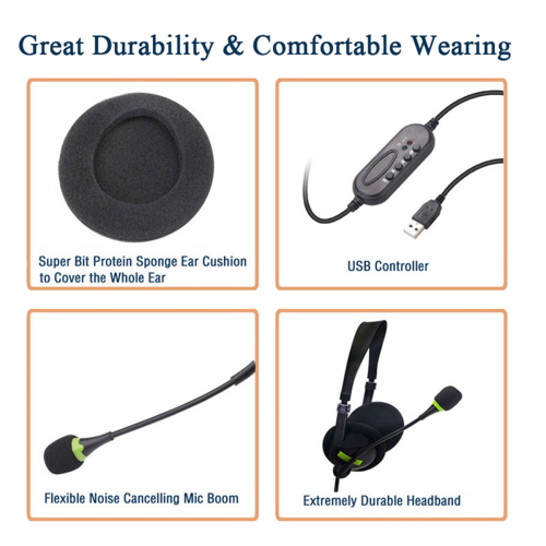 USB Wired Headset with Microphone Noise Cancelling 2