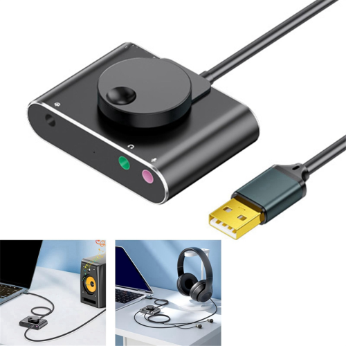 Εξωτερική κάρτα ήχου USB για επιτραπέζιο και φορητό υπολογιστή, μαύρο-γκρι 1