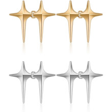 4 Pairs of Waistband Tighter, Four Pointed Star Trousers Clip, Adjustable for Jeans, Skirts (Silver, Gold)