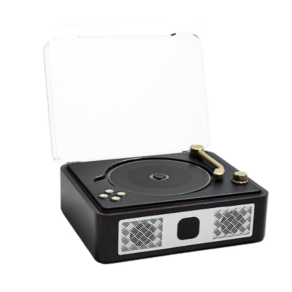 Reproductor De Cd De Escritorio Con Bluetooth Para El Hogar Con Altavoces Integrados En MarróN Y Negro-image