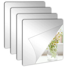 Pack of 4 SelfAdhesive Mirrors, 20x20cm, Square Acrylic Mirror Tiles
