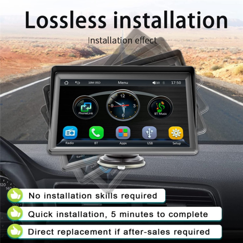 Draagbaar dashboard CarPlay-display met 7 inch touchscreen en GPS-navigatie 2