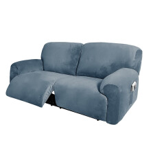 Relax chair covers, extra wide 190–254 cm, 2seater recliner sofa cover, 6piece, stretch velvet recliner chair slipcovers, removable(A3)