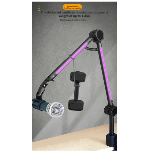 Soporte de brazo de micrófono RGB, brazo de micrófono con luz RGB A 2