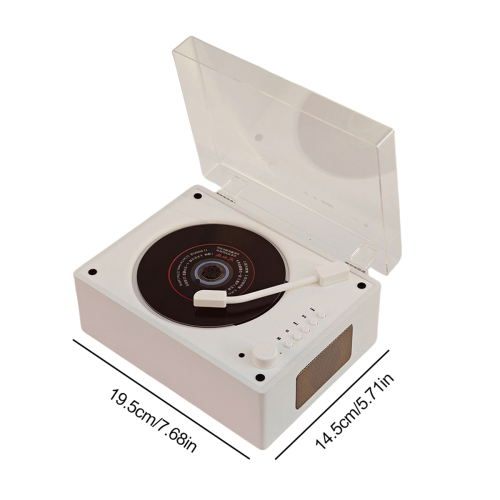 Enceinte CD Bluetooth 5.1 avec lecteur à plateau, finition grain de bois blanc 2