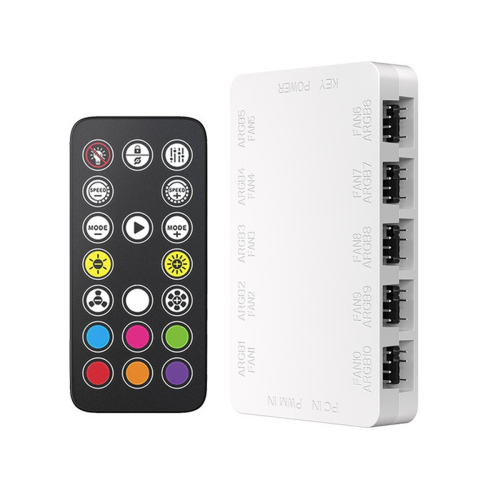 ARGB Ventilatorhub 10-ports 4-bens 5V-3-bens ventilatorcontroller hvid 2