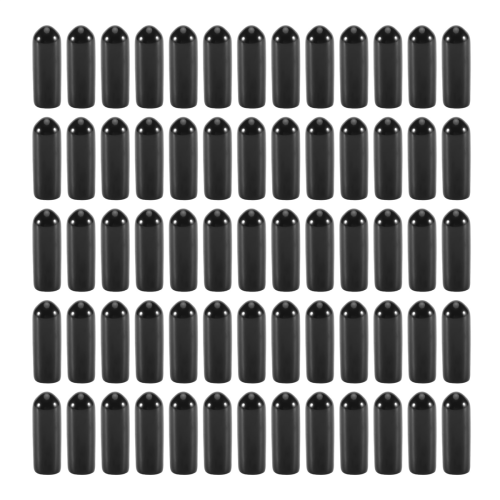 100 stk. gummiendekapper 4 mm indvendig diameter PVC runde rørbolthættedæksler sorte 1