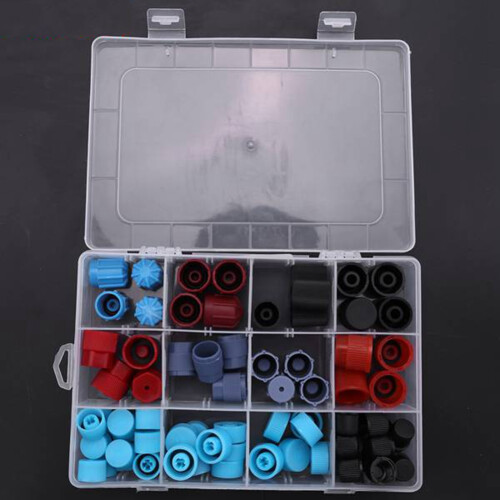 Car Auto R134A 77Pcs AC A/C System Valve Core Dust Caps Set Air Seal 1