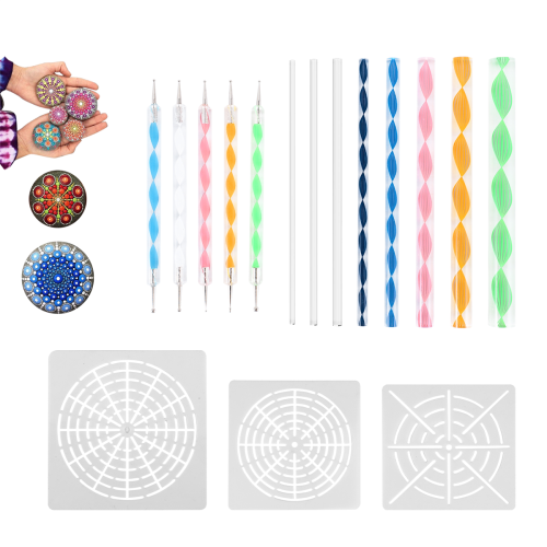 Kit de 16 plantillas para pintar mandalas con piedras 2