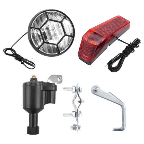 Bike Friction Generator Dynamo Headlight Tail Light Kit 6V 3W 1