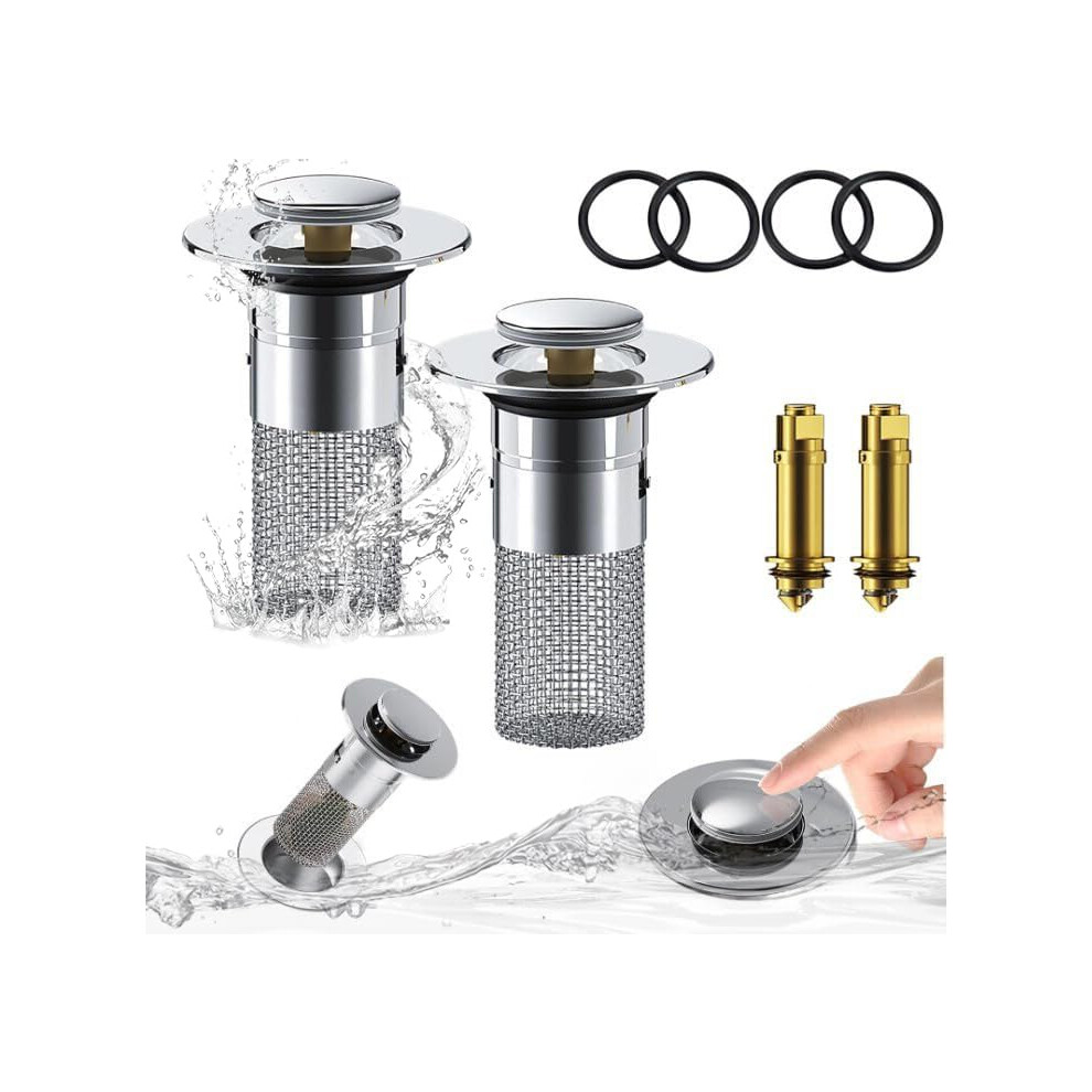 Pack Of 2 Sink Plugs, Drain Plugs With Strainer For 3440 Mm Drain 6493810242496
