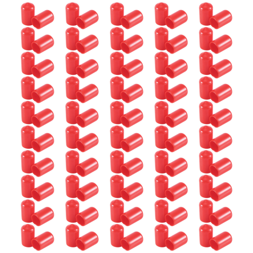 100 stk. gummiendekapper 9,5 mm indvendig diameter PVC runde rørbolthættedæksler røde 1