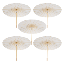 5 stk. papirparasol 60 cm strandparasol hvid