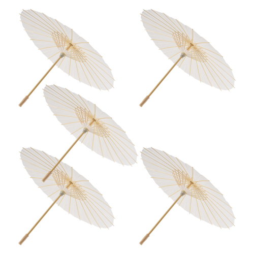 5 stk. papirparasol 60 cm strandparasol hvid 1