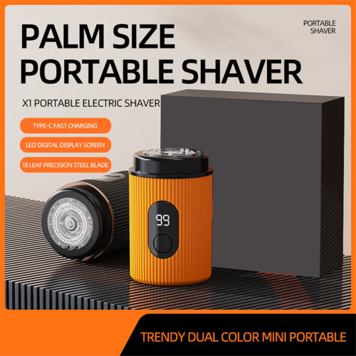 Barbeador elétrico masculino com tela digital inteligente e carregamento USB laranja 2