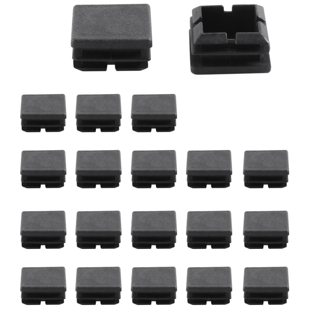 Square Table Chair Leg Tube Pipe Feet Insert Cap 25X25mm 20Pcs Black 4713755059853