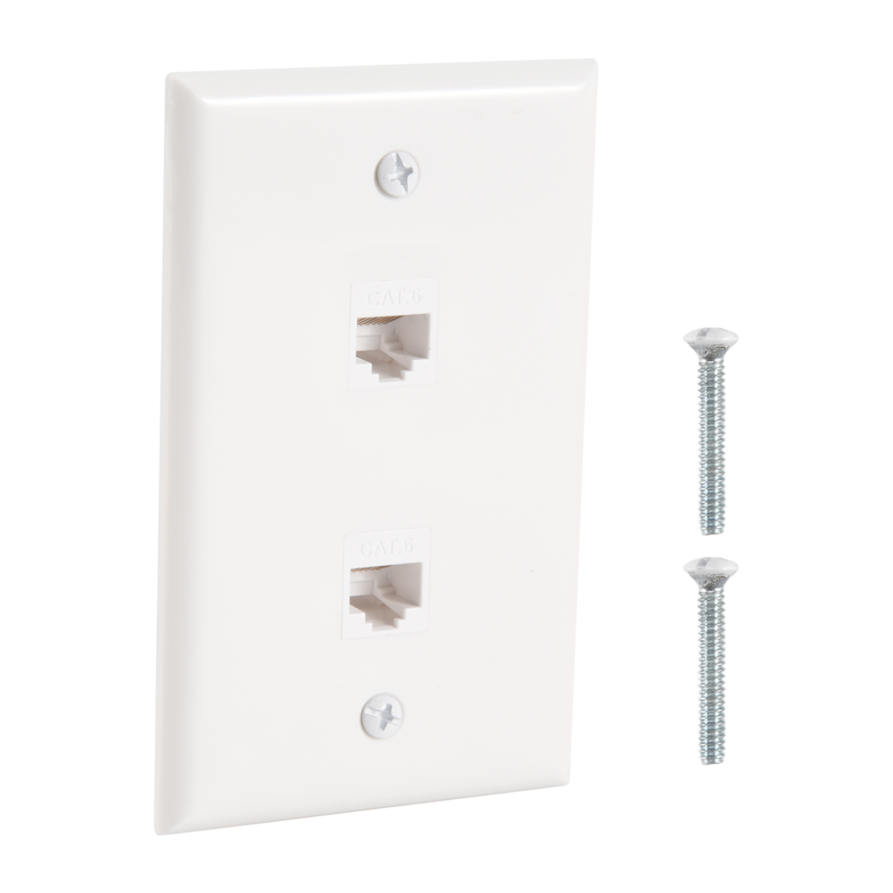 1 Placa De Pared Ethernet De 2 Puertos, Conector Hembra Cat6 A Conector Hembra RJ45-image