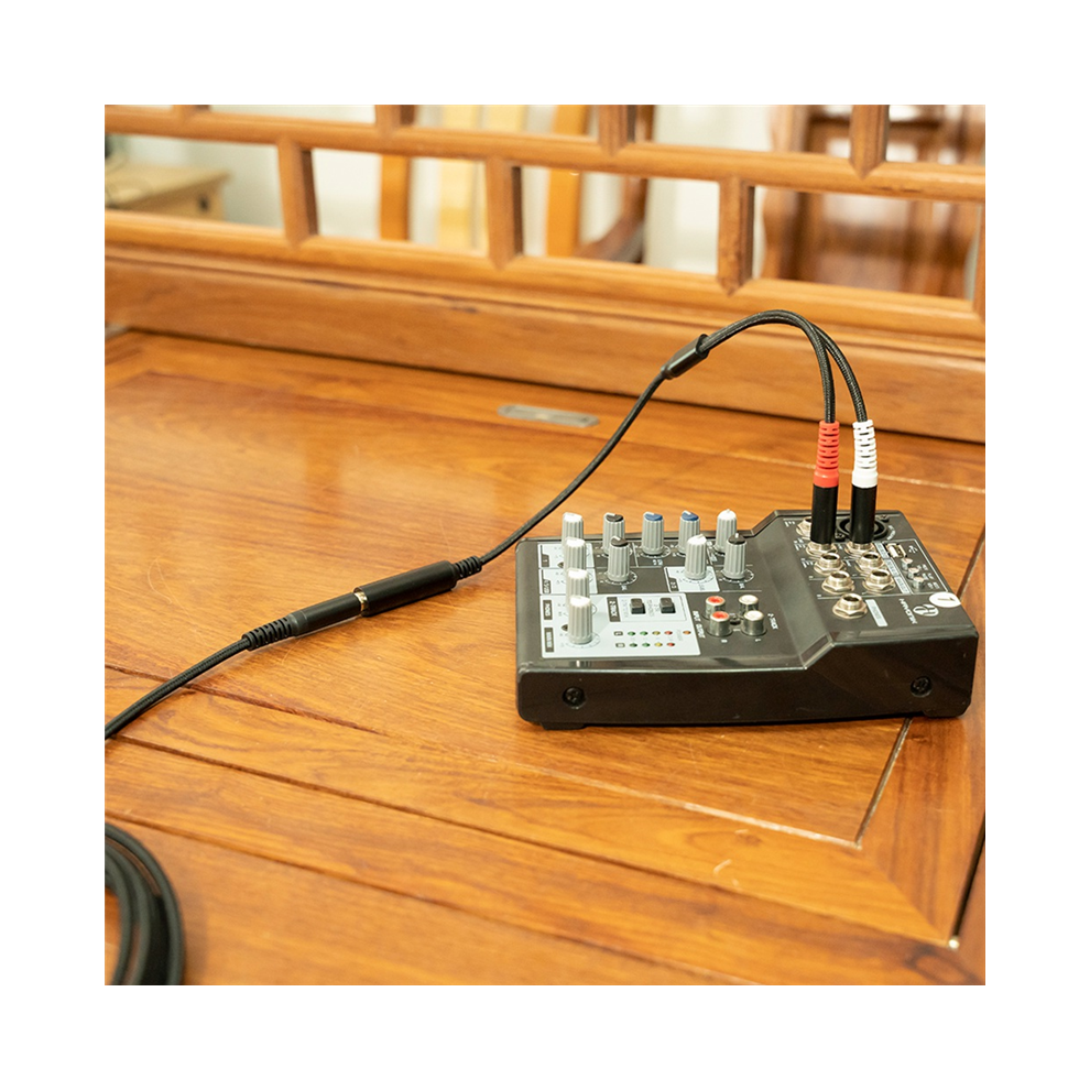 Cable Adaptador EstéReo Trs Hembra De 6,35 Mm Y 1/4 De Pulgada A 2 Conectores Duales De 6,35 Mm.-image